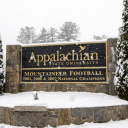 Snow covered App sign